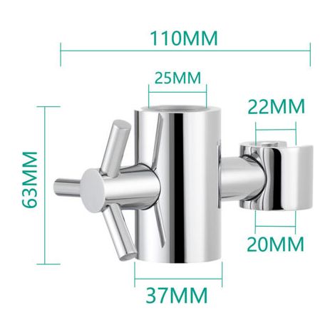 Soporte de barra de ducha ajustable de latón, compatible con barras de ducha de 25 mm, cromado. (1/4)