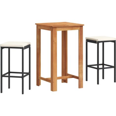 Maison Exclusive - 3-tlg. Gartenbar-Set Schwarz Massivholz Akazie