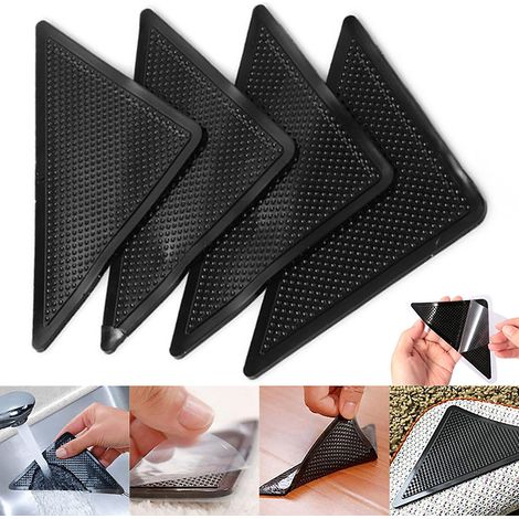 Lot de 12 bandes adhésives antidérapantes pour tapis de sol.