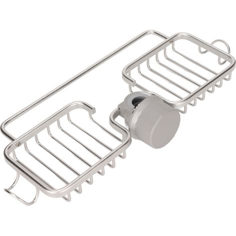 Étagère de Rangement pour Robinet avec Deux Bacs Aluminium et Plastique, Porte-Serviettes pour Éponge et Torchon, Cuisine et Salle de Bain, Argenté