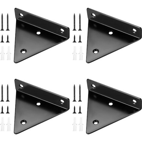 Set mit 4 schwebenden Regalträgern, unsichtbare dreieckige Wandhalterungen, schwarz - XF4 - AquaForge