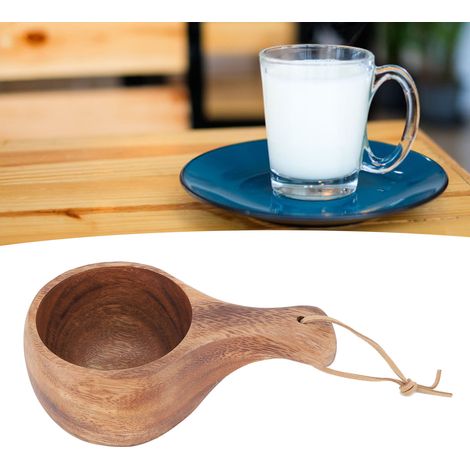 Mug finlandais en bois de 220 ml avec anse, tasse portable, mug à lait, mug à café, anse épaisse (1/5)