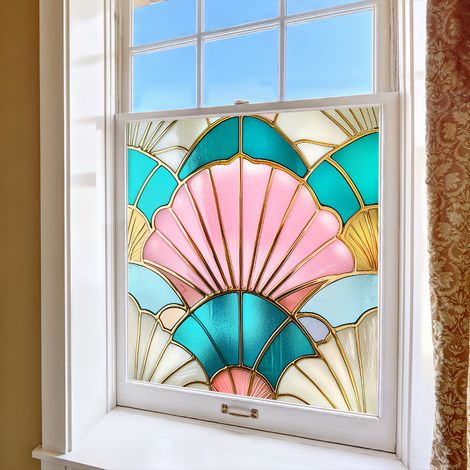 Film de confidentialité coloré pour vitres, 50×50cm, pour la décoration de fenêtres en verre, film à adsorption électrostatique. (1/5)
