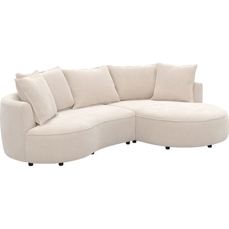 Divano angolare destro in tessuto ciniglia beige CEPRANO di Maison Céphy