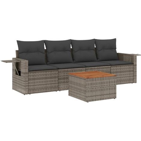 Maison Exclusive - 5-tlg. Garten-Sofagarnitur mit Kissen Grau Pol