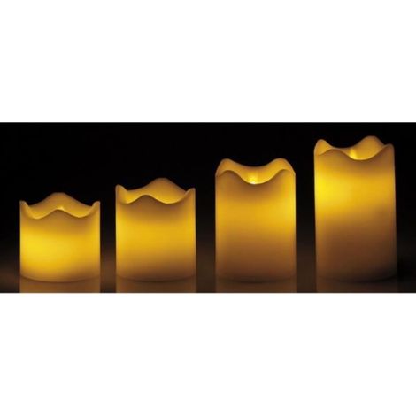Set de 4 bougies LED en cire véritable - Britesta - Blanc - Fausse flamme vacillante - Différentes hauteurs (1/2)