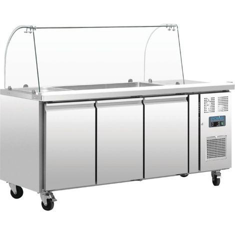 Comptoir de préparation réfrigéré GN avec pare-haleine Série U 3 portes - Polar (1/5)