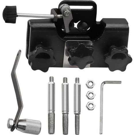 Afilador de cadena portátil, afilador de cadena manual para motosierras, afiladores de cadena de alta calidad. Juego de corte con 3 cabezales de afilado, color negro. (1/5)