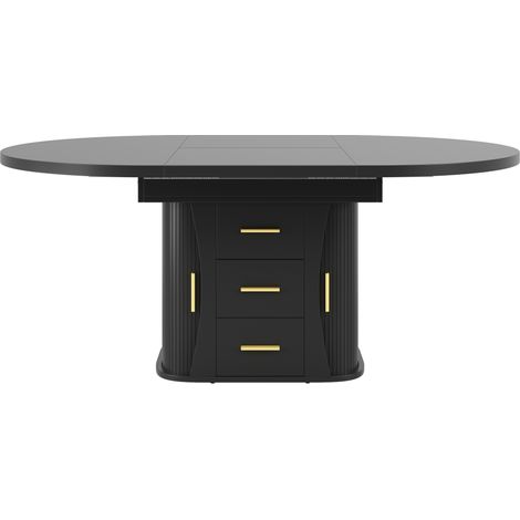 Ausziehbarer runder Esstisch aus schwarzem MDF 118-158 cm für 6 Personen MODENUIT (1/5)