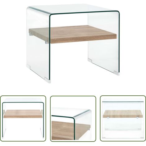 The Living Store Table basse Clair 50x50x45 cm Verre trempé - Table Basse Design Moderne - Table Basse Contemporaine - Table Basse Verre Trempé - Meuble Salle Séjour - Mobilier Tendance (1/5)