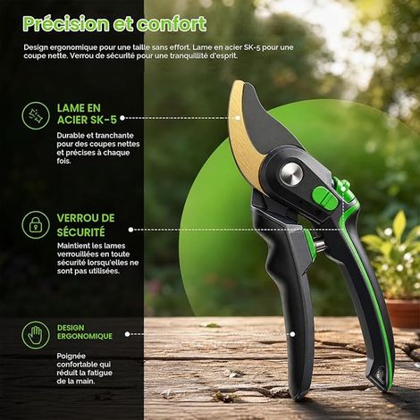 Garden Pruner, SK5 Blade, Spring Assisted, 35 mm Cut (1/4)