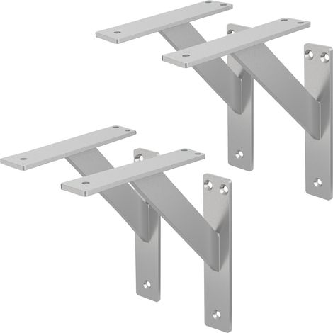 ML-Design 4 Stück Regalhalterung 180x180 mm, Silber, Aluminium, Schwebende Regalhalterungen, Regalwinkel, Wandhalterung für Regalbrett, Regalträger für Wandmontage, Wandregal Wandkonsole Regalstütze