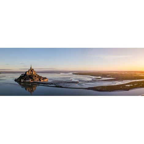 Tableau sur toile Baie du Mont Saint-Michel 45x135 cm - Impression sur Toile Murale Décorative - Image imprimée en HD sur Toile - Toile sur Châssis en Bois FSC - Fabriqué en France (1/5)