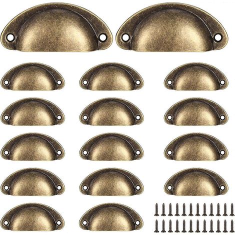 16 poignées coquille, poignées de tiroir vintage, poignées et boutons de porte de placard de cuisine rétro en demi-cercle, poignées de porte de commode (1/5)