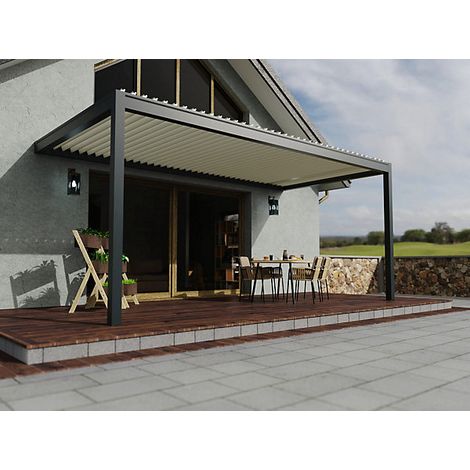Pergola Bioclimatique Adossée Motorisée Aluminium 6x3 Anthracite O ORIAL France (1/5)