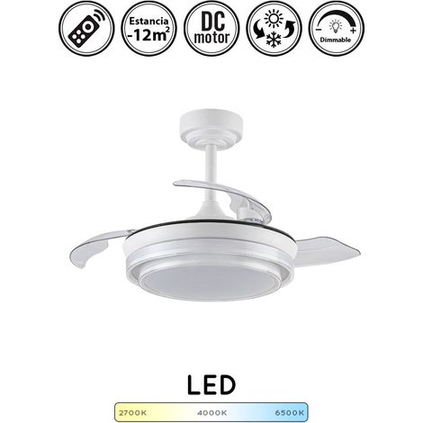 Ventilador de techo con luz silencioso DC con mando Lander blanco 92 cm invierno-verano color luz regulable (1/5)