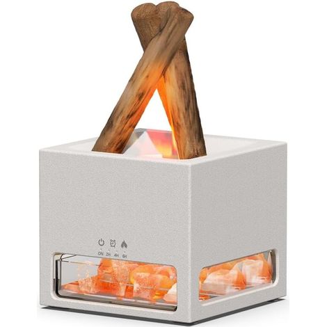 Sollbry Lampe de Sel de L'Himalaya 2 en 1 et Diffuseur D'Huiles Essentielles-Diffuseur D'Aromathérapie-Humidificateur à Flamme Parfumée Automatique-Blanc (1/5)