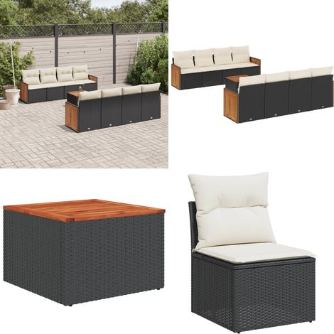 Salon de jardin 9 pcs avec coussins noir résine tressée - Ensemble Salon De Jardin - Meuble De Jardin - Mobilier Extérieur - Salon De Jardin Design - Set Salon De Jardin - Home & Living (1/5)