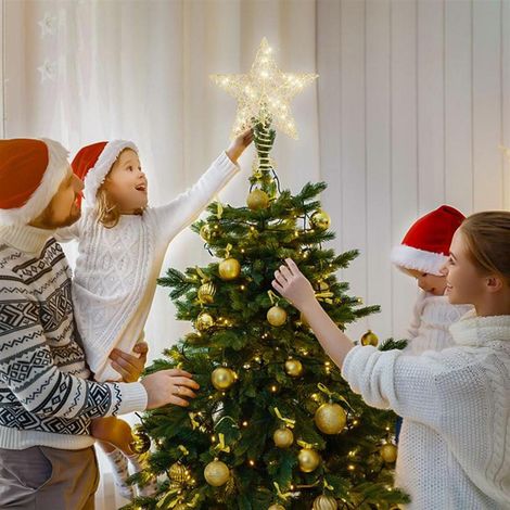 Étoile de Noël avec guirlande lumineuse LED scintillante pour décorer votre sapin et votre maison. (1/5)