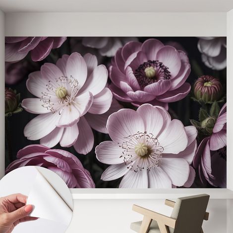 Fotomurale adesivo stickers - murali decorativo - soggiorno moderno - effetto realistico - Eleganza floreale 152x104 cm (1/5)