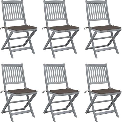 Klappbare Gartenstühle 6 Stk. mit Sitzkissen Massivholz Akazie