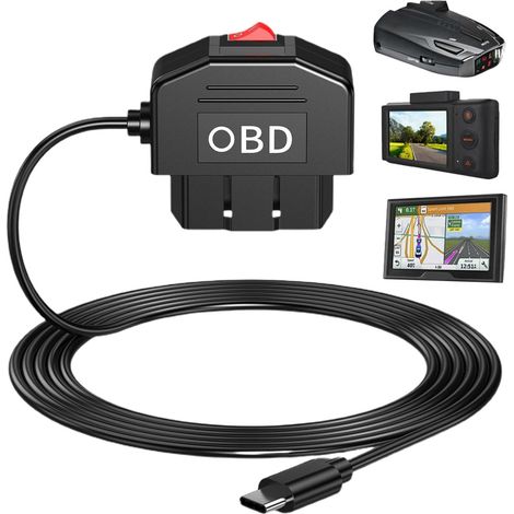 Câble d'extension OBD pour câble d'alimentation OBDII de type C de la caméra de bord 12V 24V à 5V 3A avec la longueur du mode d'interrupteur 2 du câble 3.5M