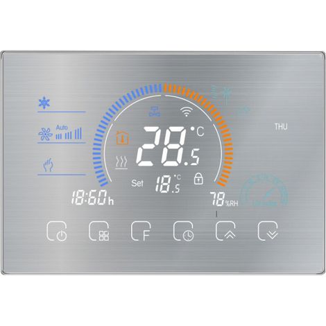 BAC-8000ELW Central Air Conditioning Thermostat, 4-Channel WiFi Controller, Brushed Brass Finish, IP20, Contact Current 20A, Operating Voltage 95-240V – Smart Temperature Controller (1/4)