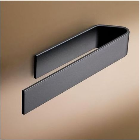 Porte Serviette Salle de Bain sans Perçage Porte-Serviette Auto-Adhésif Porte Serviettes Murale À Coller 22cm Design Moderne Noir Mat (1/5)
