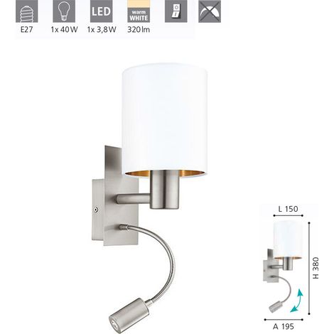 Applique Moderna Pasteri Acciaio Nichel Satinato 1 Luce E27 (1/5)
