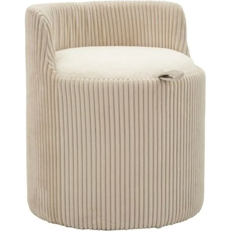 Pouf da Toeletta Contenitore Bianco Imbottito per Camera Soggiorno (1/4)