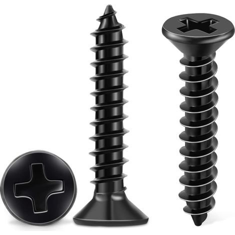 100 self-tapping screws in 18-8 A2 stainless steel with countersunk head Ph 4 x 20 mm, black oxide finish, for DIY (wood, M4). (1/5)