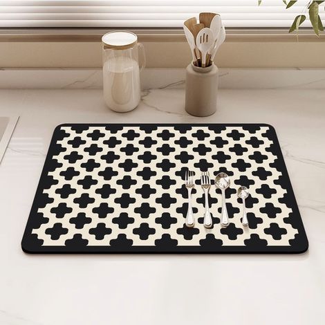 Geschirrtrockenmatte – Saugfähige Arbeitsflächenmatte für Kaffeemaschine und Geschirrständer –(40×60cm) (1/5)