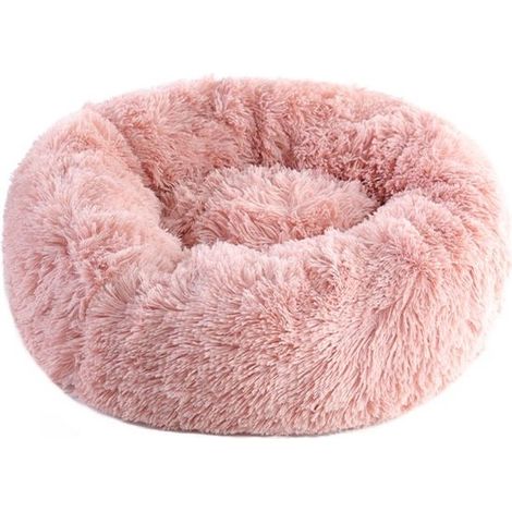 Panier en peluche rose moelleux pour chien et chat, 50 cm (1/5)