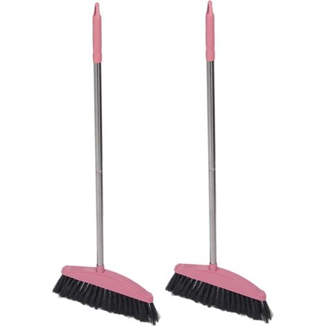 2 Pièces Balai De Nettoyage Rigide à Long Manche Acier Inoxydable Pour