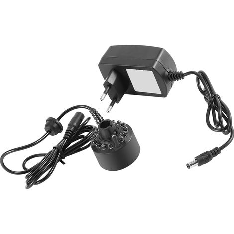Brumisateur, 1 pièces 12LED Fontaine d'intérieur brumisateur coloré pour Bassin de Fontaine d'eau avec Adaptateur Secteur 110-240V(EU Plug 220V)