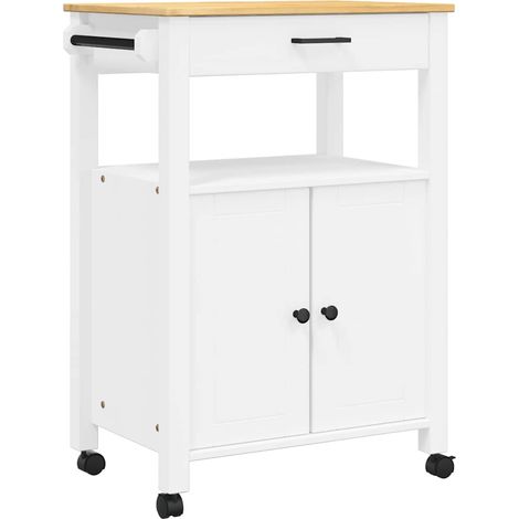 Chariot de cuisine,Chariot de Service,Desserte Cuisine MONZA 60x40x90 cm bois massif de pin CFW73908 (1/5)