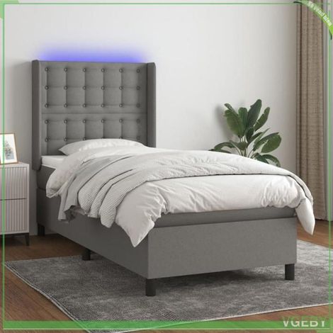Sommier tapissier - 3138598 - 90x190 cm - Tête de lit réglable - Bande LED (1/5)