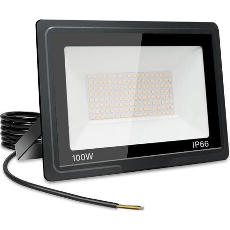 Projecteur LED Extérieur 100W, 10000LM 6000K Blanc Froid Spot Led, IP66 Étanche Eclairage Exterieur, 144 LEDs, Installation Flexible, Lampe pour Jardin Terrasse et Sécurité, Sans Prise