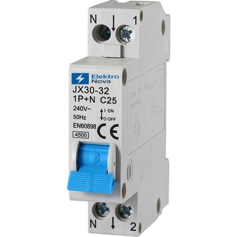 Interrupteur magnétothermique 1P+N C25 25A 4.5kA 1 module DIN 220V