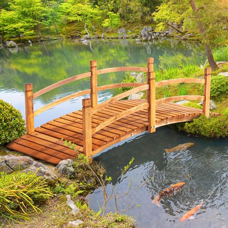 Pont arc avec Bois 200 kg rampe jardin patio décoration charge naturel 185x72x58 cm