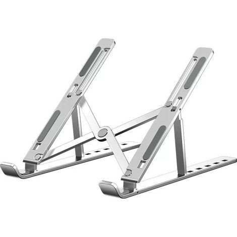 Support pour ordinateur portable - Facilement pliable, hauteur réglable - Fabriqué en alliage d'aluminium - Convient aux ordinateurs portables de 10 à 15,6 pouces (1/5)