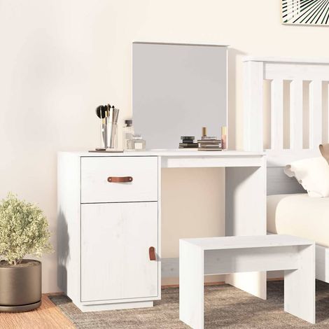 Coiffeuse Table console - Meuble de chambre Blanc 95x50x134 cm Bois de pin massif BV633591 - BonneVie (1/5)