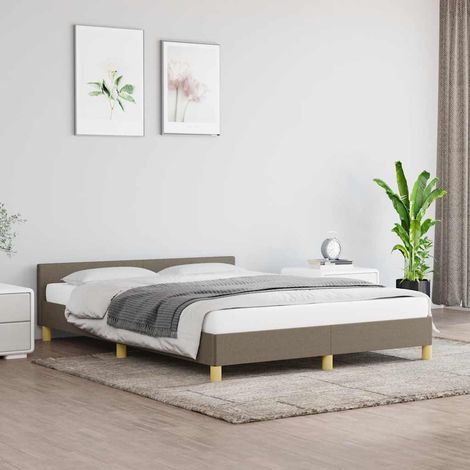 Cadre de lit sans matelas taupe 140x190 cm tissu (1/5)