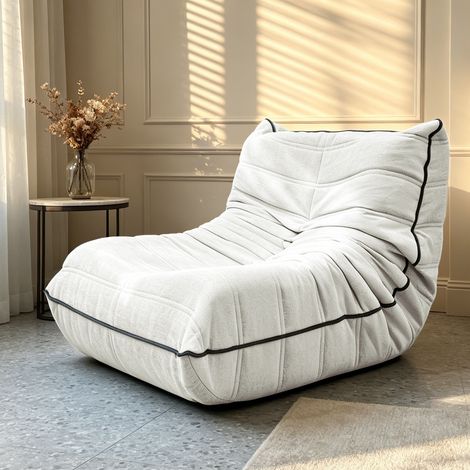 Sillón puf con respaldo 96 x 70 x 64,5 cm blanco HAVRYA (1/4)