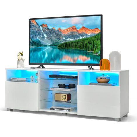 2-Door TV Stand w/ LED Lights for TVs up to 65 inch Modern Entertainment Center (1/5)