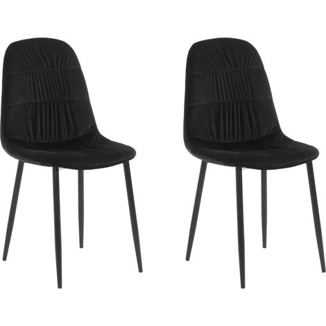 Joel-Ensemble de 2 chaises de salle à manger rembourrées en noir velours (1/5)