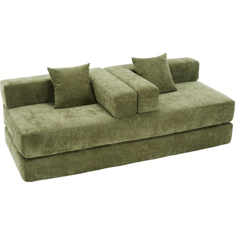 ELVMI Sofá modular 2 plazas de Chenilla con Bolsillos laterales, Base antideslizante, Verde (1/5)