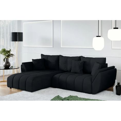 AX LIVING Ecksofa mit Schlaffunktion Verciani L Sofa Schwarz 280 cm