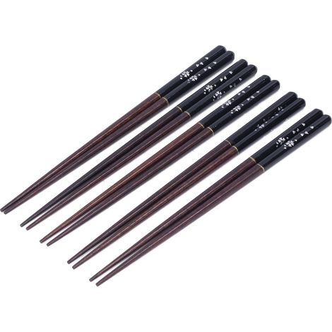 Paire de baguettes imprimées Phoebe Zhennan, réutilisables, 23 cm de long, compatibles avec la vaisselle japonaise, noires (1/5)