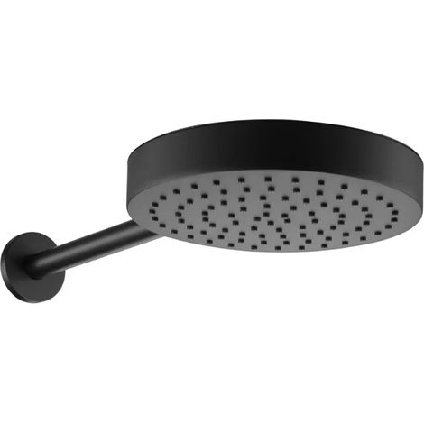 Soffione doccia nero opaco 25 con spessore 4 cm e braccio in acciaio (1/3)